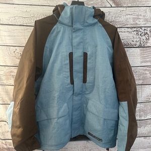 Burton TWC White Collection Snowboard Jacket Men's Large VGUC Blue/Brown